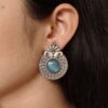 Oxidized stud earrings silver replica Monalisa stone for women