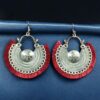 German silver hook Chandbali earrings with traditional design
