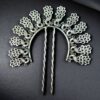 Oxidized silver replica peacock juda pin traditional hair accessory