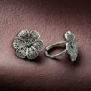 Oxidized silver plated handcrafted floral design toe ring