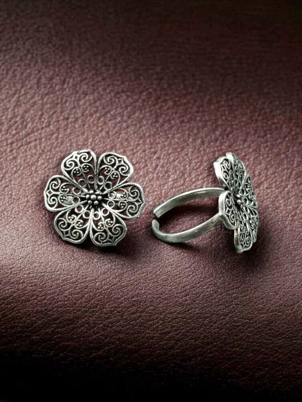 Handcrafted Floral Design Toe Ring | Oxidized Silver Plated Daily Wear Best Jewelry 1 Oxidized silver plated handcrafted floral design toe ring