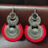 Handcrafted German silver Chandbali hook dangler earrings festive jewelry