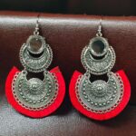 Handcrafted German Silver Chandbali Earrings | Hook Dangler for Festive Wear Jewelry
