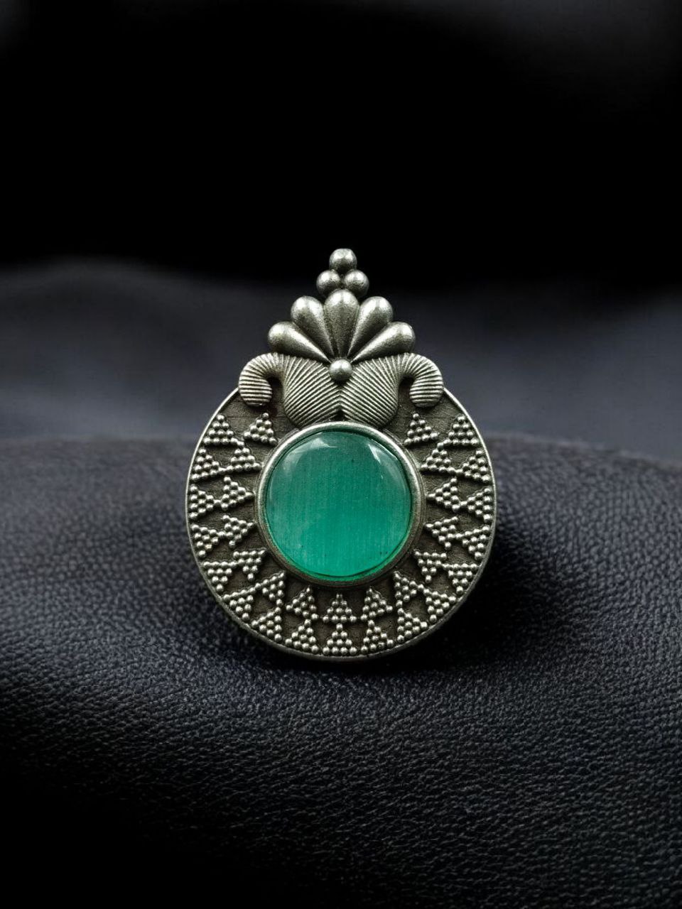 Trendy Oxidized Monalisa Stone Ring | Silver Replica Adjustable Perfect Jewelry For Women 14 Oxidized silver replica adjustable Monalisa stone ring for women