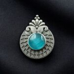 Bulk 434 Trendy Oxidized Monalisa Stone Ring | Silver Replica Adjustable Perfect Jewelry For Women - "Aqua"