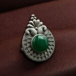 Bulk 436 Trendy Oxidized Monalisa Stone Ring | Silver Replica Adjustable Perfect Jewelry For Women - "Green"