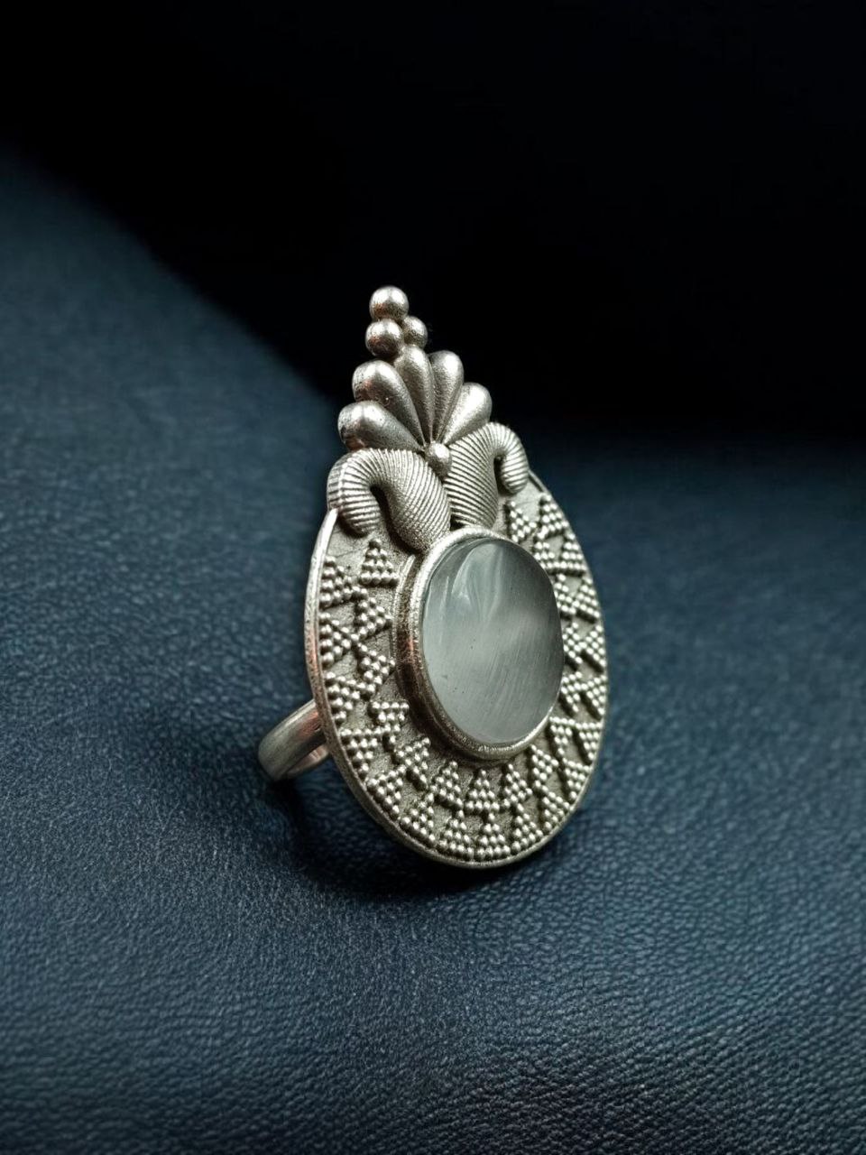 Trendy Oxidized Monalisa Stone Ring | Silver Replica Adjustable Perfect Jewelry For Women 12 Oxidized silver replica adjustable Monalisa stone ring for women