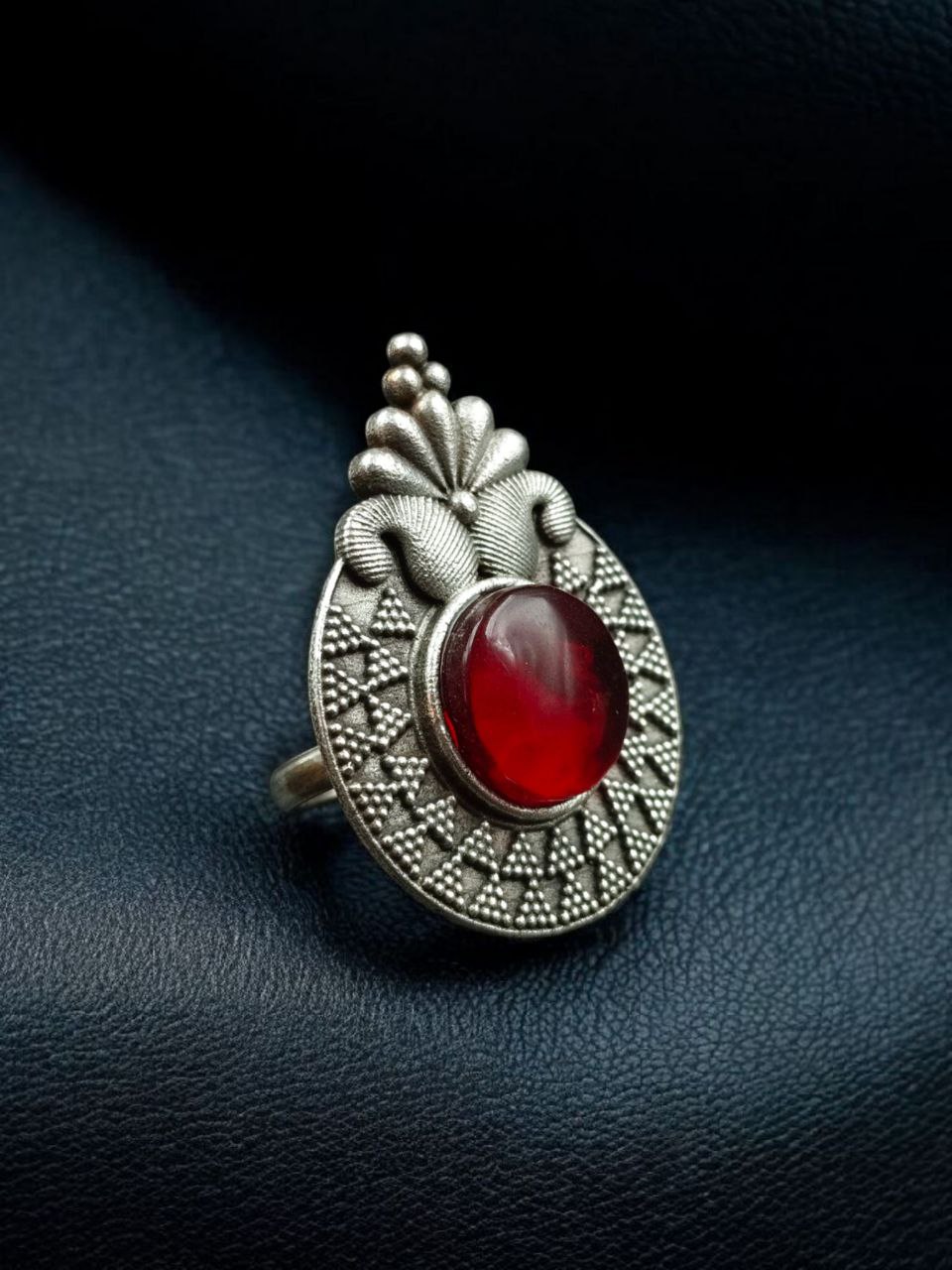 Trendy Oxidized Monalisa Stone Ring | Silver Replica Adjustable Perfect Jewelry For Women 7 Oxidized silver replica adjustable Monalisa stone ring for women