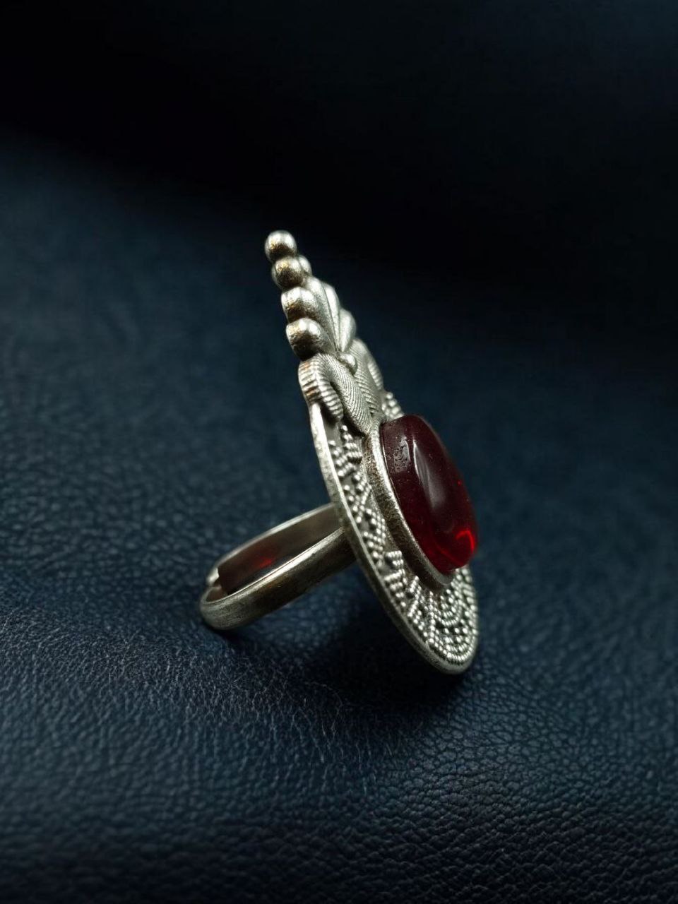 Trendy Oxidized Monalisa Stone Ring | Silver Replica Adjustable Perfect Jewelry For Women 5 Oxidized silver replica adjustable Monalisa stone ring for women