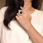 Trendy Oxidized Monalisa Stone Ring | Silver Replica Adjustable Perfect Jewelry For Women