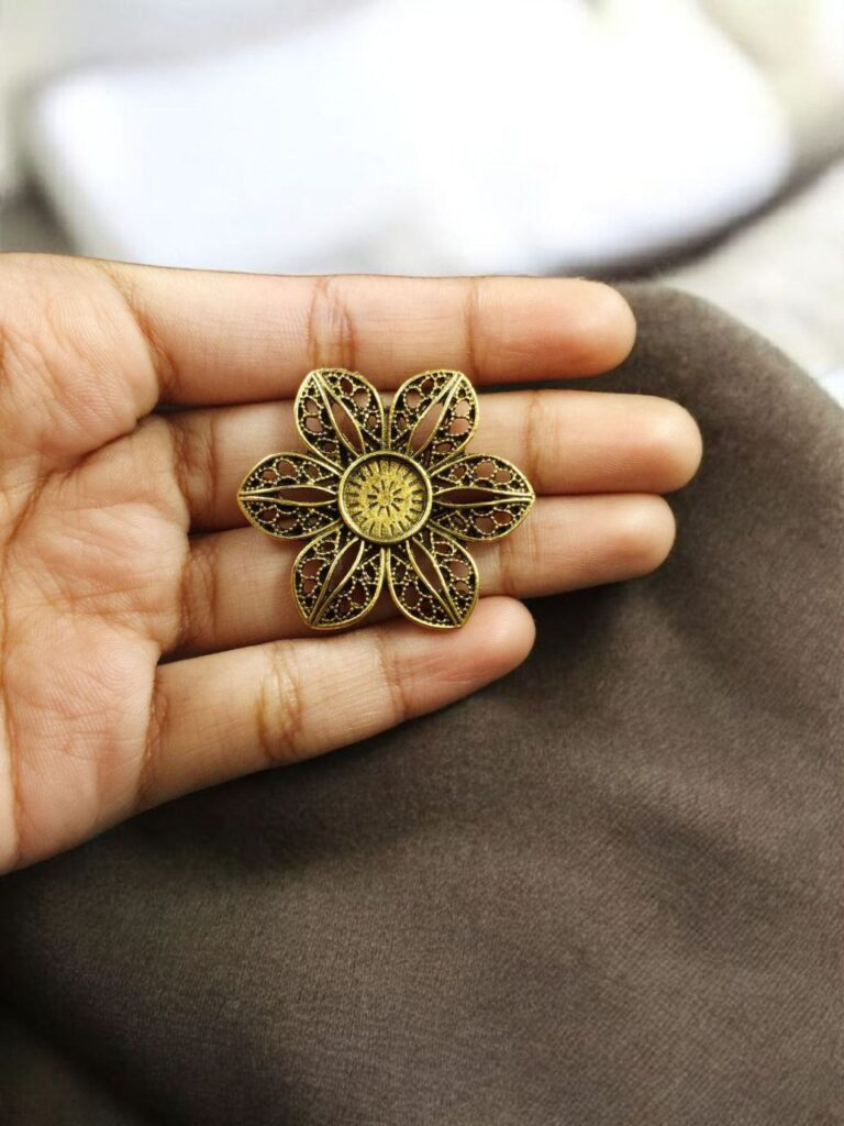 Gold Plated Flower Design Pendant Raw Material for Stylish Jewelry Making Crafts