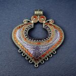 Bulk 406 Oxidized Meenakari Floral Art Pendant Raw Material for Designer Jewelry Making - "Silver"