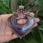 Oxidized Meenakari Floral Art Pendant Raw Material for Designer Jewelry Making