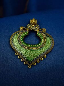 Oxidized Meenakari Floral Art Pendant Raw Material for Designer Jewelry Making - color: "Golden"