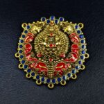 Bulk 398 Meenakari Maa Durga Elephant Pendant Gold Plated Floral Art for Premium Jewelry Making - "Red-Blue"