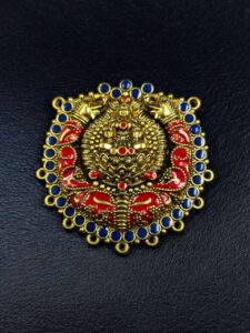 Meenakari Maa Durga Elephant Pendant Gold Plated Floral Art for Premium Jewelry Making - color: "Red-Blue"