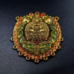 Bulk 396 Meenakari Maa Durga Elephant Pendant Gold Plated Floral Art for Premium Jewelry Making - "Red-Green"
