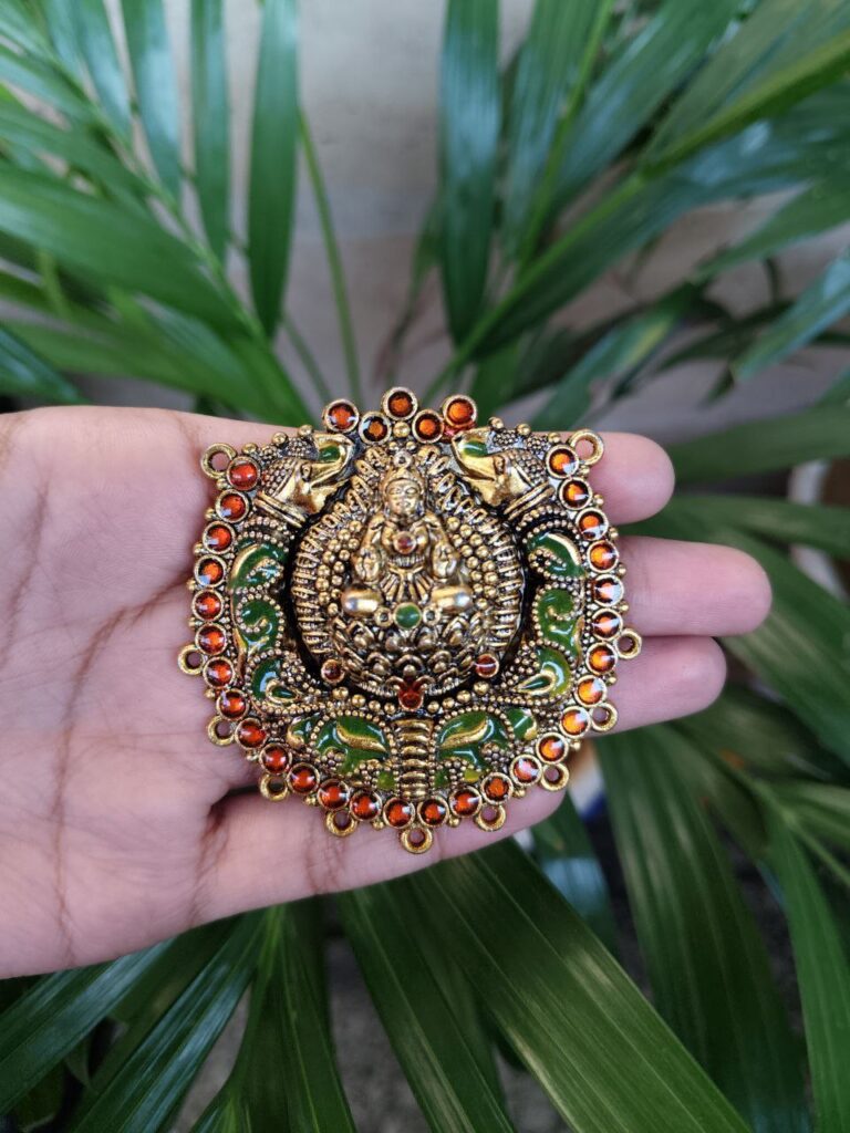 Meenakari Maa Durga Elephant Pendant Gold Plated Floral Art for Premium Jewelry Making