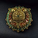 Bulk 402 Meenakari Maa Durga Elephant Pendant Gold Plated Floral Art for Premium Jewelry Making - "Red-Aqua"