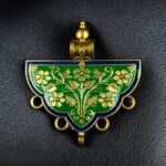 Bulk 392 Gold Plated Meenakari Flower Design Pendant Raw Material for Designer Jewelry Making - "Green-Blue"