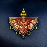 Bulk 390 Gold Plated Meenakari Flower Design Pendant Raw Material for Designer Jewelry Making - "Red-Blue"