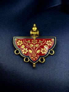 Gold Plated Meenakari Flower Design Pendant Raw Material for Designer Jewelry Making - color: "Red-Blue"