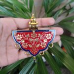 Gold Plated Meenakari Flower Design Pendant Raw Material for Designer Jewelry Making