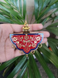 Gold Plated Meenakari Flower Design Pendant Raw Material for Designer Jewelry Making