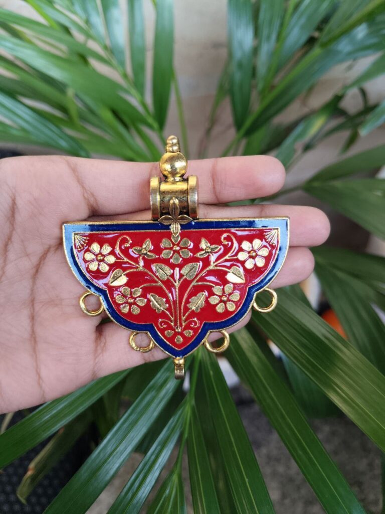 Gold Plated Meenakari Flower Design Pendant Raw Material for Designer Jewelry Making