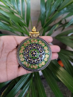 Gold Plated Meenakari Flower Design Pendant Raw Material Jewelry
