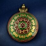 Bulk 370 Gold Plated Meenakari Flower Design Pendant Raw Material Jewelry - "Red-Green"