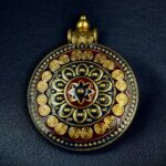 Bulk 374 Gold Plated Meenakari Flower Design Pendant Raw Material Jewelry - "Blue-Red"