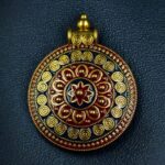 Bulk 372 Gold Plated Meenakari Flower Design Pendant Raw Material Jewelry - "Red-Blue"