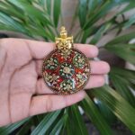 Gold Plated Round Meenakari Pendant Raw Material for Premium Designer Jewelry Making