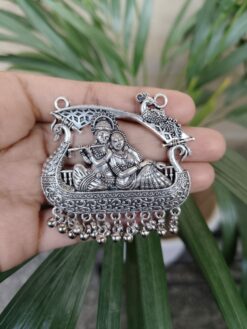 Silver Plated Religious Pendant with Ghungroo Raw Material for Traditional Jewelry Making