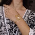 Premium Gold Plated Flower Design Bracelet | Unique Party Wear Jewelry for Girls