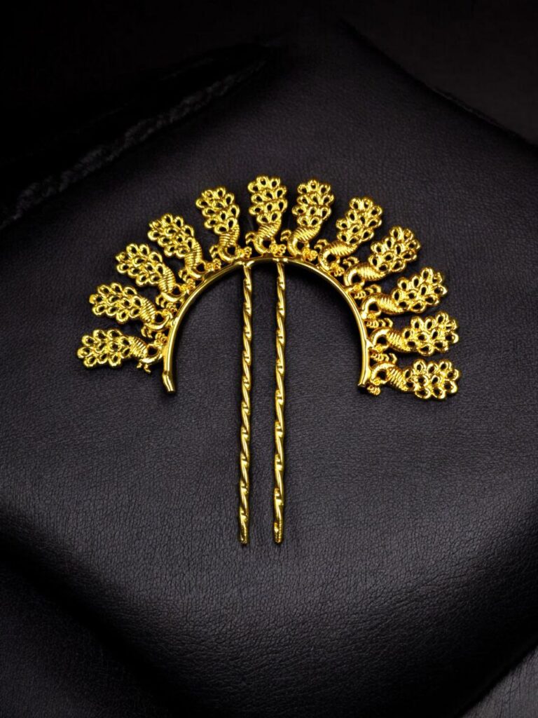 Oxidized Gold Plated Peacock Juda Pin | Beautiful Ethnic Hair Accessory