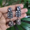 Beautiful Oxidized Jhumki Dangler Earrings with Elegant Stone Work for Women