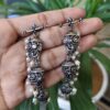 Elegant 3 Layer Oxidized Dangler Earrings with Beautiful Stone and Pearl Work Design