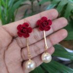 Beautiful Gold Plated Rose Earrings for Women with Elegant Ethnic Design Style