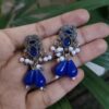 Elegant Silver Plated Oxidized Earrings with Stone and Pearl Work for Women