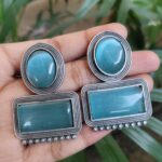 Elegant Silver Replica Stud Earrings with Beautiful Monalisa Stone Design for Women