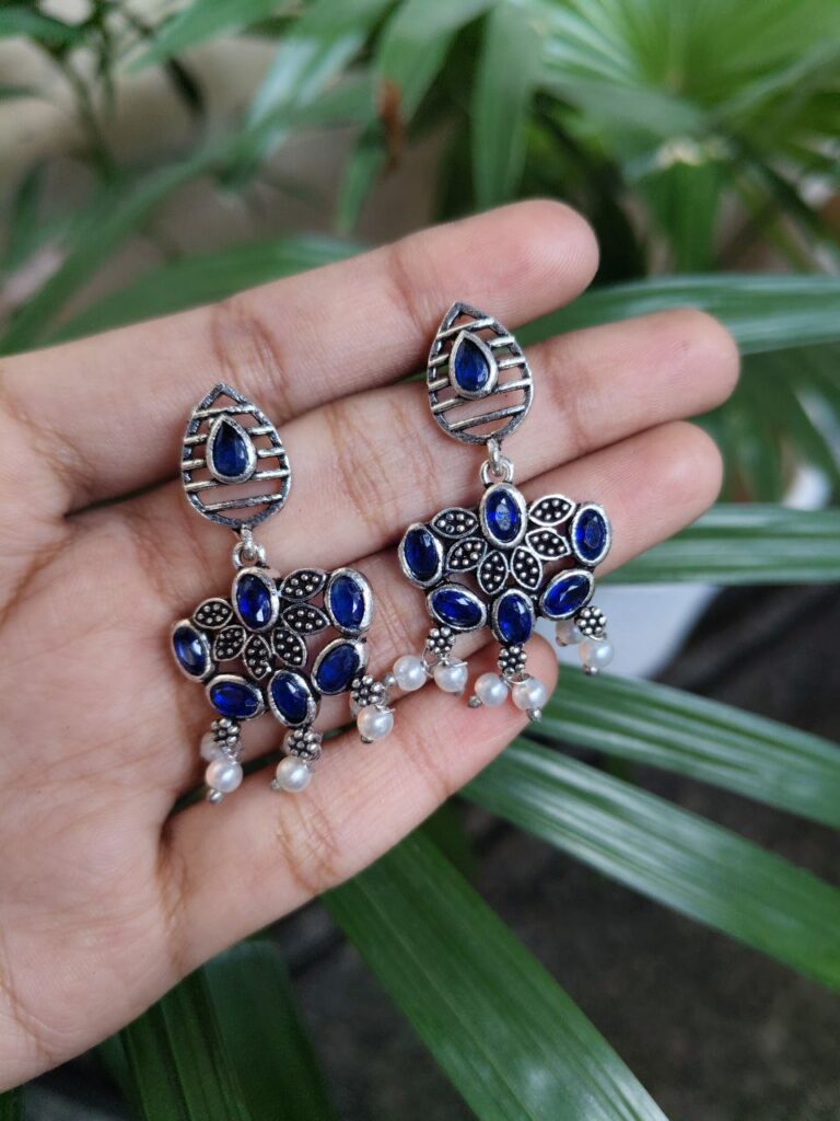 Stylish Silver Plated Oxidized Stud Earrings for Women with Elegant Everyday Look