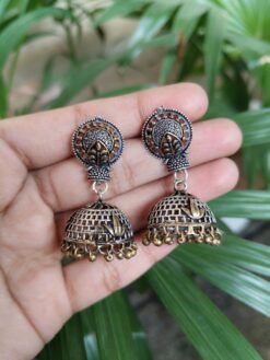 Elegant Two-Tone Jhumki Dangler Earrings with Beautiful Ghungroo Detailing for Women
