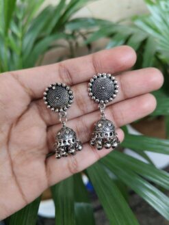 Traditional Silver Plated Jhumki Dangler Earrings with Elegant Ghungroo Detailing for Women