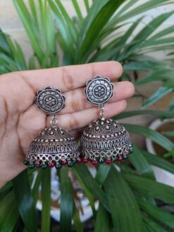 Silver Replica Jhumka Dangler Earrings for Women with Traditional Ethnic Design