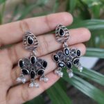 Bulk 14 Stylish Silver Plated Oxidized Stud Earrings for Women with Elegant Everyday Look - "Black"