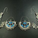 Stylish Afghani Earrings with Side Chain, Stone Detailing and Elegant Ghungroo Work