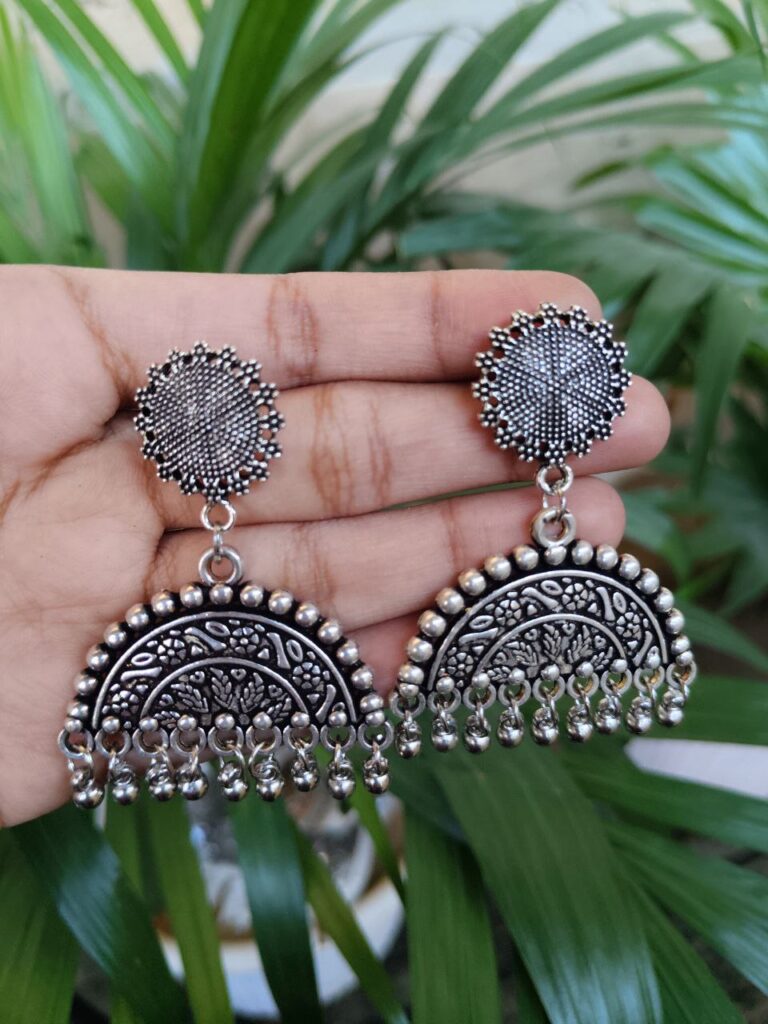 Floral Art Dangler Earrings with Traditional Ghungroo Detailing for Women