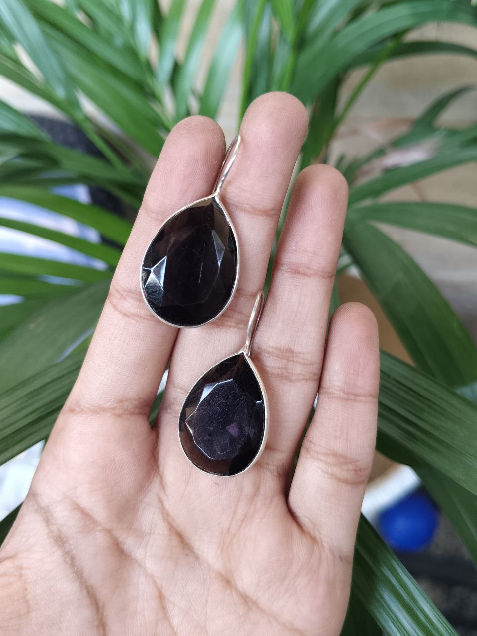 Elegant Silver Plated Hook Earrings with Beautiful Stone Detailing for Women 1 Elegant Silver Plated Hook Earrings with Beautiful Stone Detailing for Women